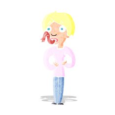 cartoon woman sticking out tongue