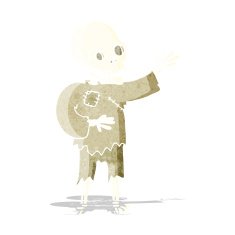 cartoon skeleton waving