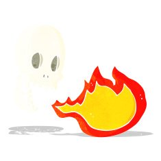 cartoon fire breathing skull N3