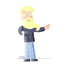 cartoon man with beard pointing