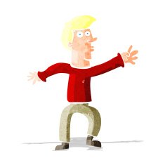 cartoon reaching man