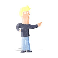cartoon curious man pointing