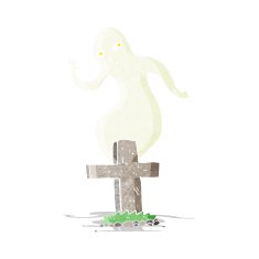 cartoon ghost rising from grave N11