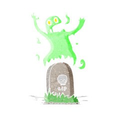 cartoon ghost rising from grave N12
