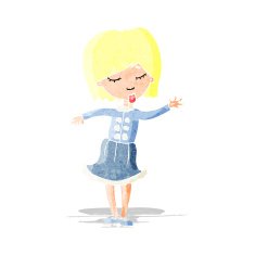 cartoon waving woman N2