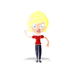 cartoon pretty woman waving N2