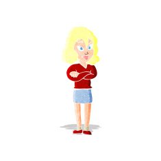 cartoon woman with crossed arms