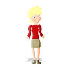 cartoon woman shrugging shoulders N15