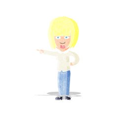 cartoon pointing annoyed woman