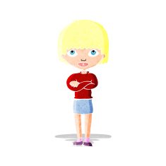 cartoon woman with folded arms