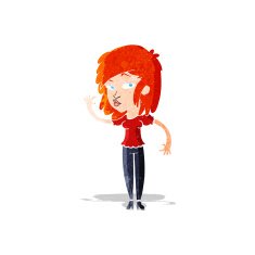 cartoon pretty woman waving N3