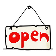 cartoon open shop sign