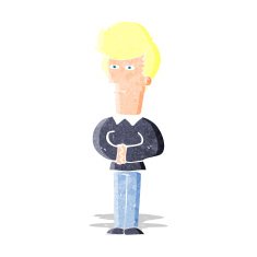 cartoon man narrowing his eyes
