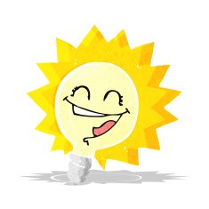 happy light bulb cartoon