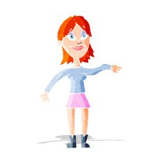 cartoon woman making hand gesture