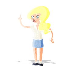 cartoon pretty woman with idea