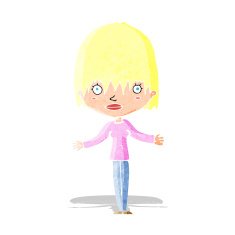cartoon woman shrugging shoulders N18