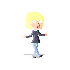 cartoon woman with open arms