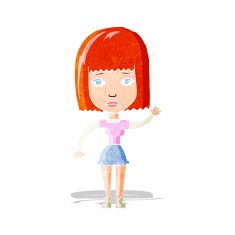 cartoon waving woman N5