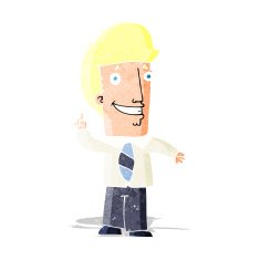 cartoon office man with idea