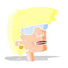 cartoon female face with glasses
