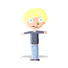 cartoon happy boy with open arms