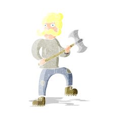 cartoon man with axe