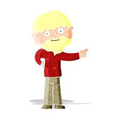 cartoon bearded man pointing