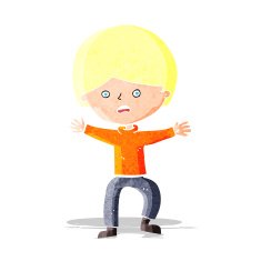 cartoon boy panicking