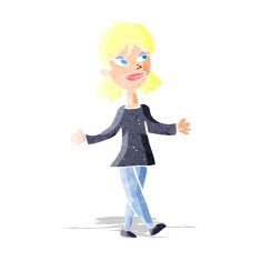 cartoon woman with no worries