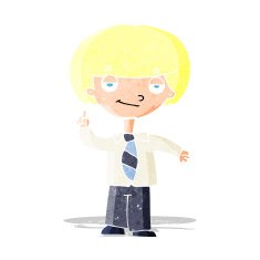 cartoon school boy answering question