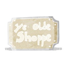 cartoon old fake shop sign