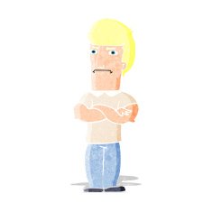 cartoon annoyed man with folded arms