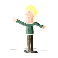 cartoon happy man waving N2