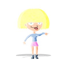 cartoon smug woman making dismissive gesture