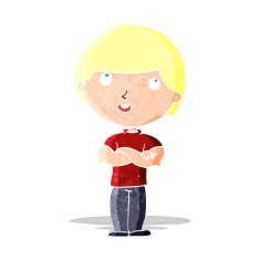 cartoon happy man with folded arm