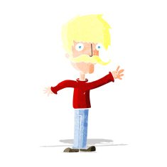 cartoon waving mustache man