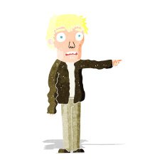 cartoon terrified man pointing