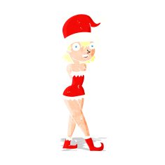 cartoon woman in christmas elf costume