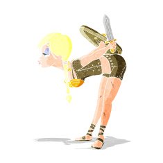 cartoon viking girl bowing