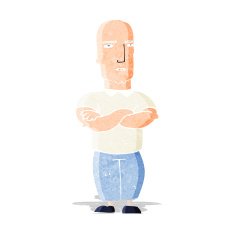 cartoon annoyed bald man