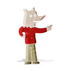 cartoon wolf man pointing N2
