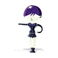 cartoon vampire girl giving thumbs up symbol