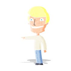 cartoon happy man pointing N7
