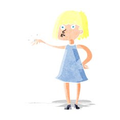 cartoon woman showing off engagement ring