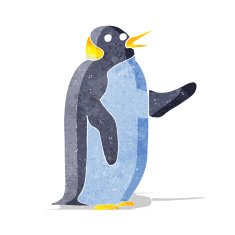 cartoon penguin waving