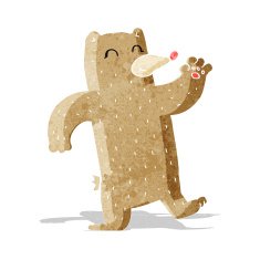 cartoon waving bear N4