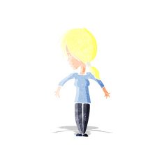 cartoon woman shrugging shoulders N25