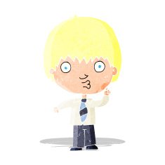 cartoon school boy answering question N2