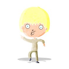 cartoon impressed boy pointing